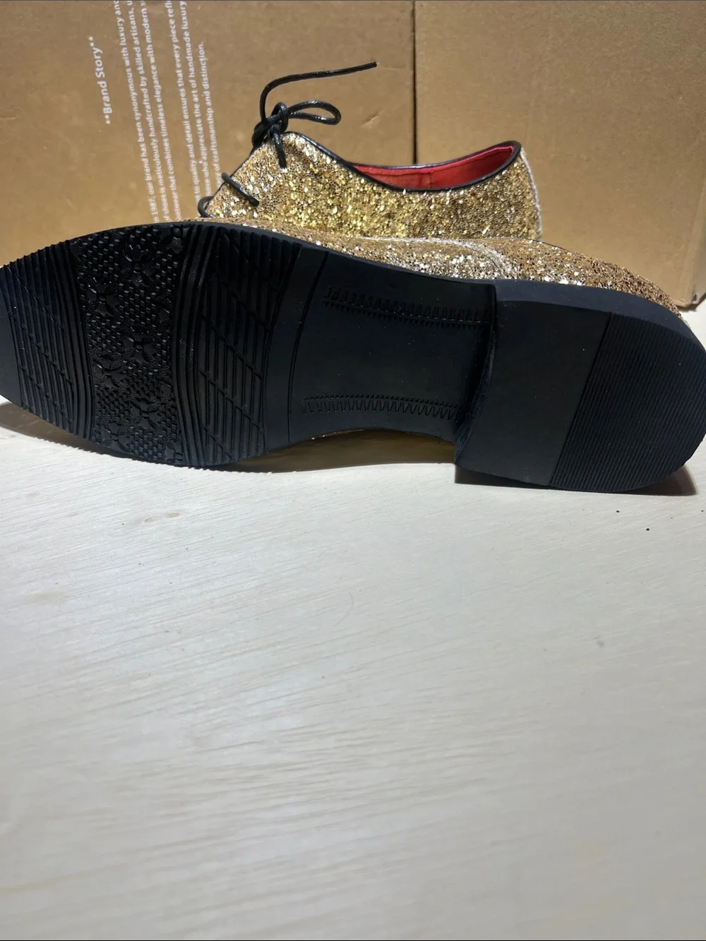 Men's Gold Glitter Lace-Up Dress Shoes